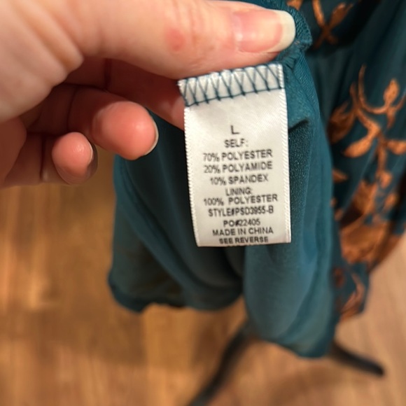 Blue and Brown Floral Maxi Dress with Bishop Sleeve - Picture 6 of 10